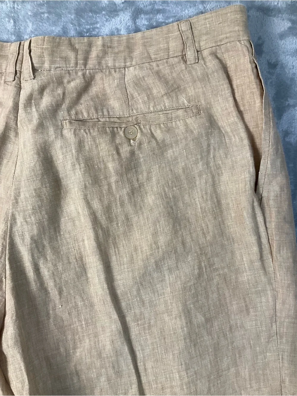 VTG Prestige Linen Pants Men’s 44 Tan Pleated Cuffed Preppy 25” Inseam Summer